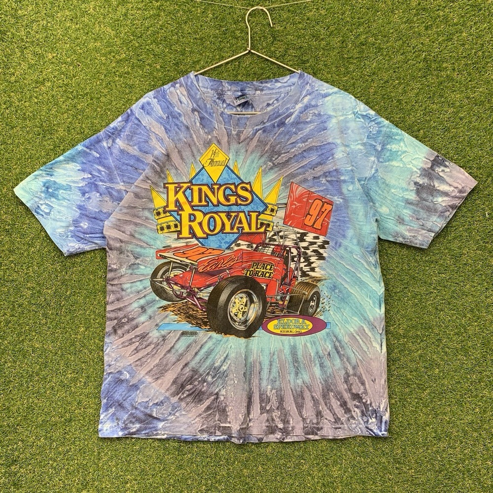 Vintage Nascar Shirt Mens XL Extra Large AOP Tie Dye Racing Y2K Single Stitch